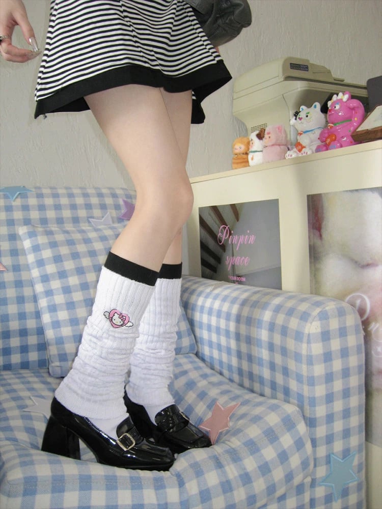 Leg Warmers Accessory) Layer Ribbed Black (Matching Inner