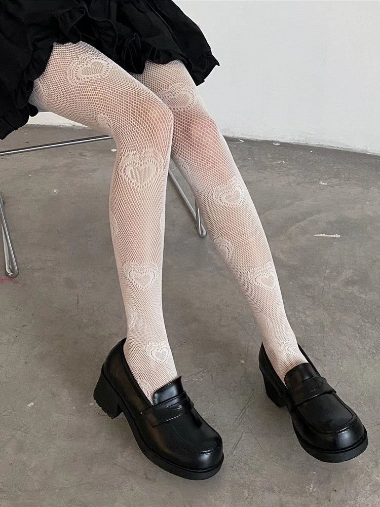 Colors 6 Heart Fishnet Pattern Tights