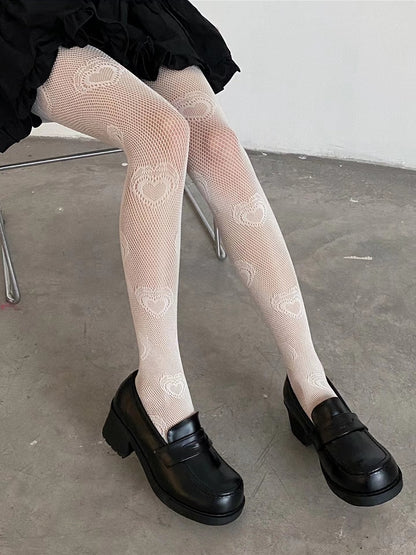 Colors 6 Heart Fishnet Pattern Tights