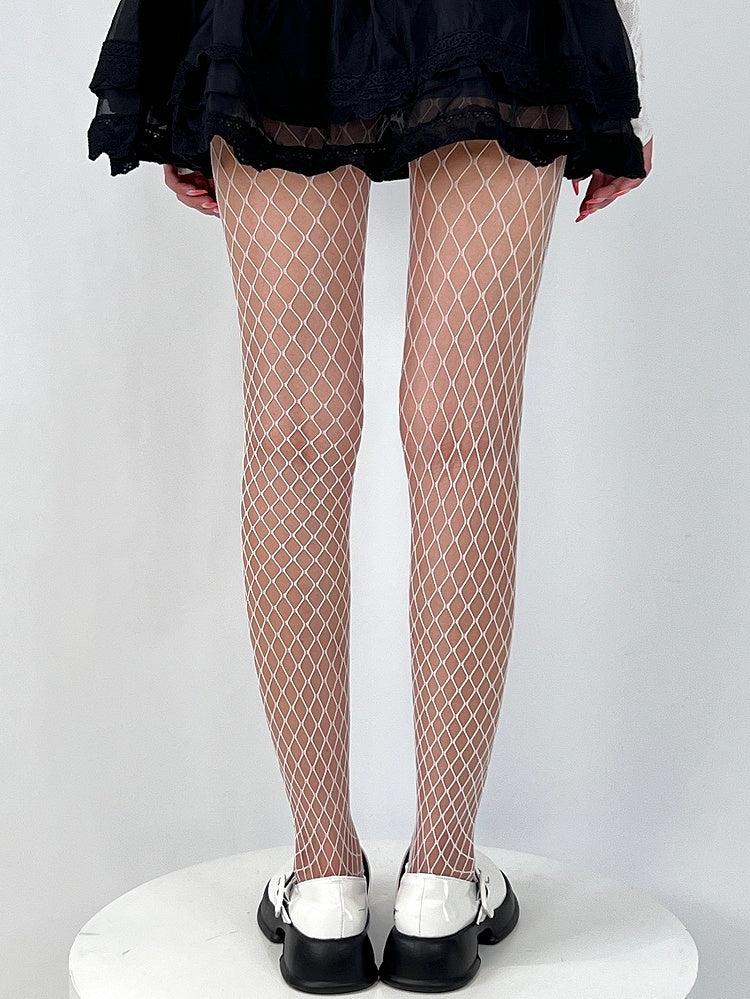 Y2K Black/White Regular Fishnet Tights Version