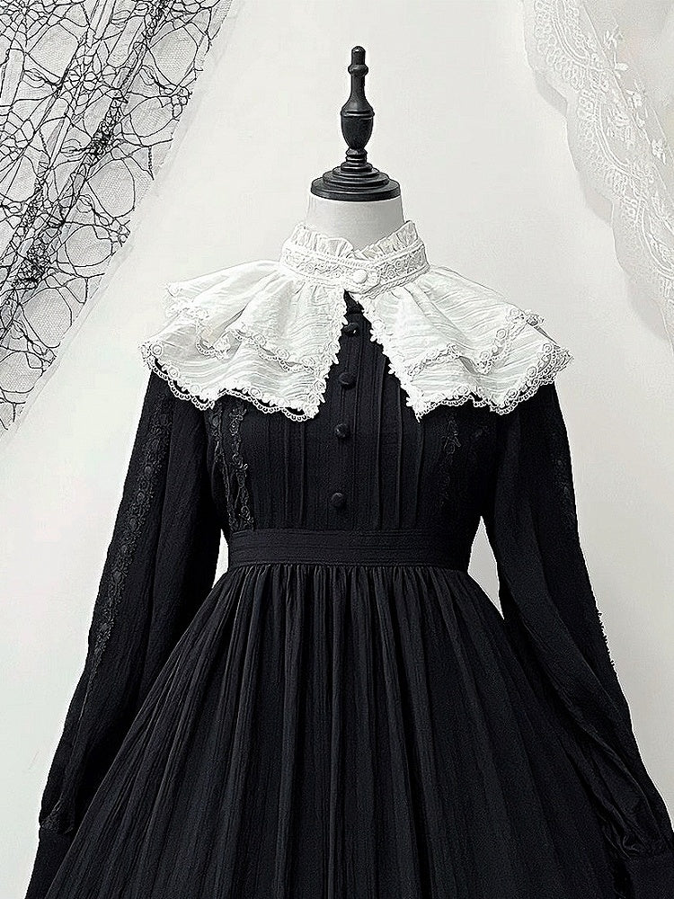 襟 / フリルネックライン ホワイト ブラック