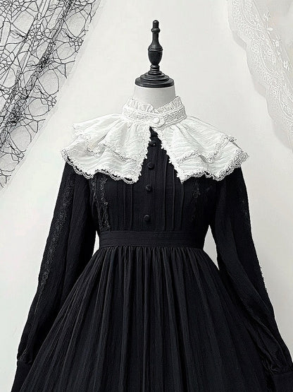 襟 / フリルネックライン ホワイト ブラック