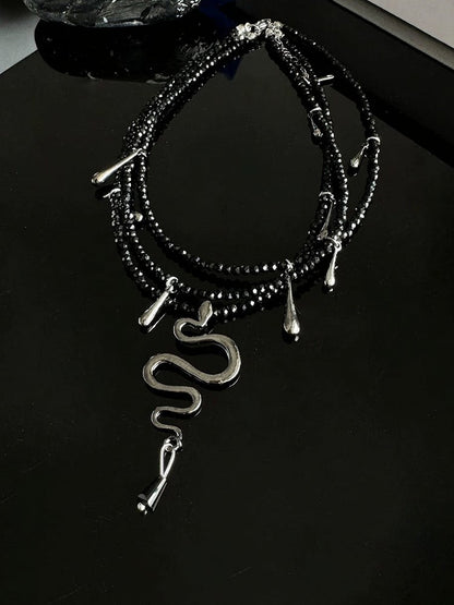 Snake Pendant Layered Beaded Necklace - YSHXS