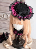 and Embellishments with Hat Lace Gothic Rose Ruffled Black Mini Purple Lolita