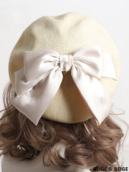 With Bowknot Lolita Color Detachable Options Sweet Beret 18 Large
