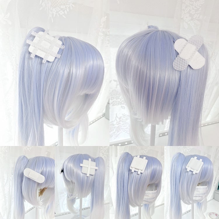 Bandage-Inspired Textured Hair White - Yami Design Kawaii Clip Mesh