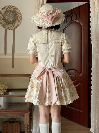 Theme Collar Print Lolita Bear Dress Doll Square and Bunny Sweet
