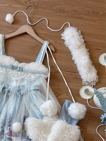 Weißes Plüsch-Haarband mit Bärenohren