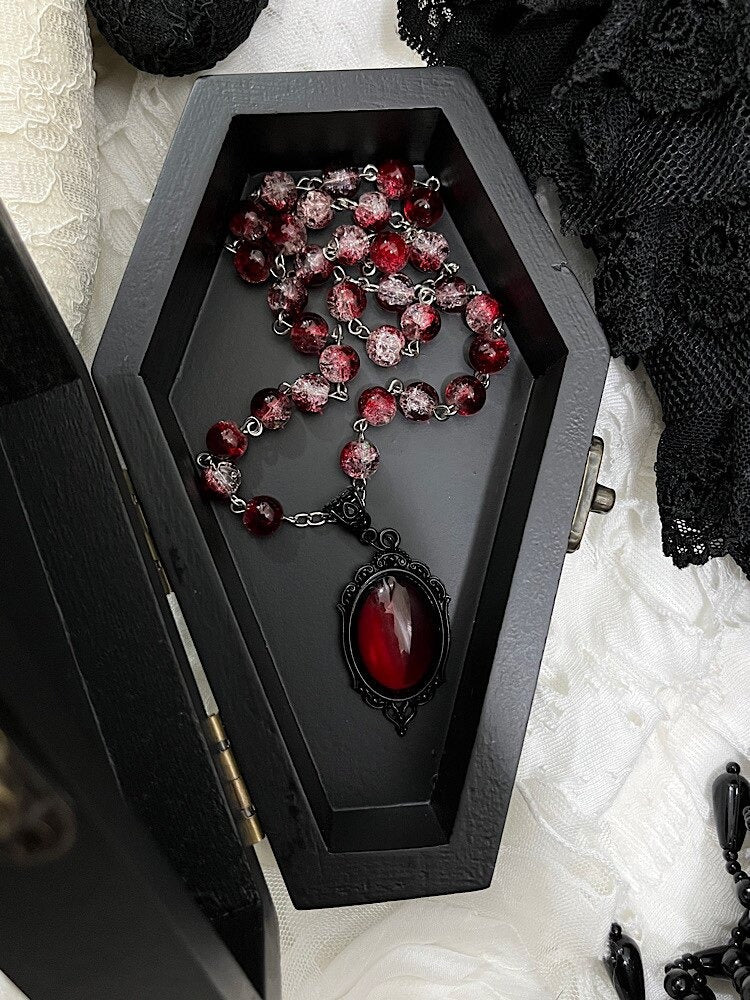 Gothic Rhinestone Pendant Beaded Necklace 3 Colors