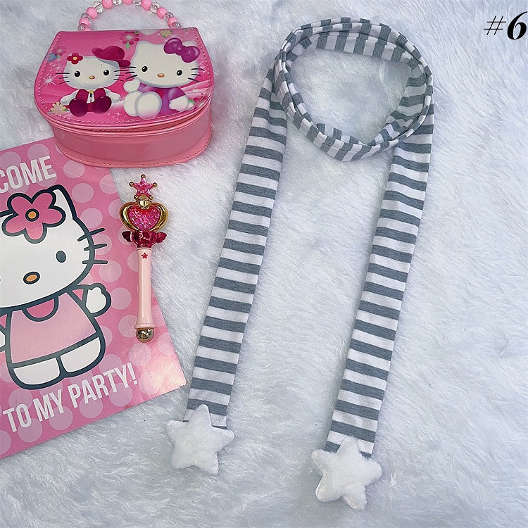 Y2K Plush Star Striped Scarf