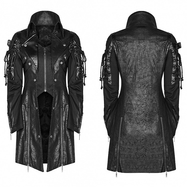 Black Punk Rubberized Faux Leather Windbreaker