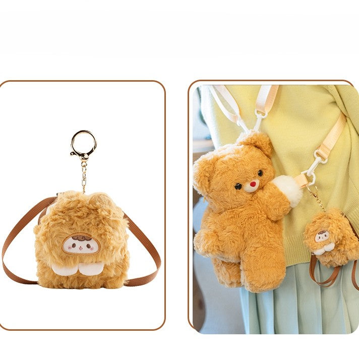 Bear Yellow Size Bag Keychain Dark Backpack Plush Small/Middle/Large Crossbody +