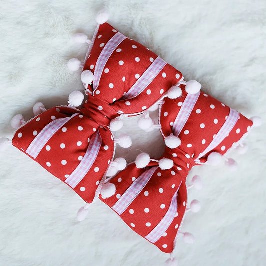 Red Padded Black Bowknot Hairclip / Yellow