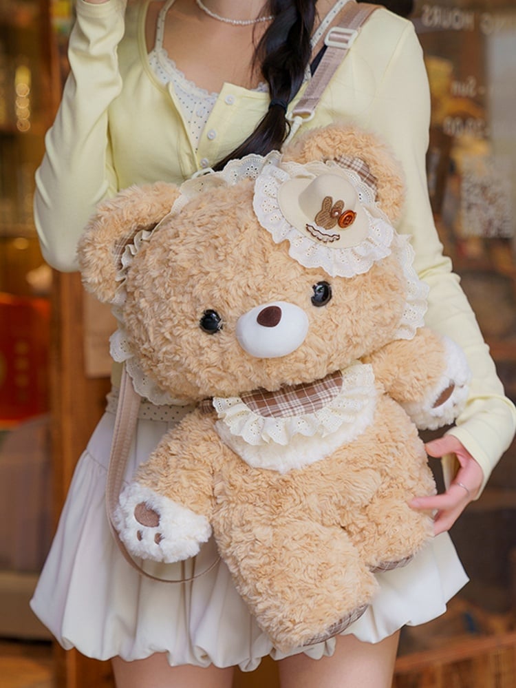 Shoulder Khaki Bear Straps Detachable 50cm Plush Backpack