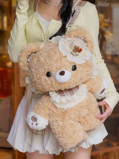 Shoulder Khaki Bear Straps Detachable 50cm Plush Backpack