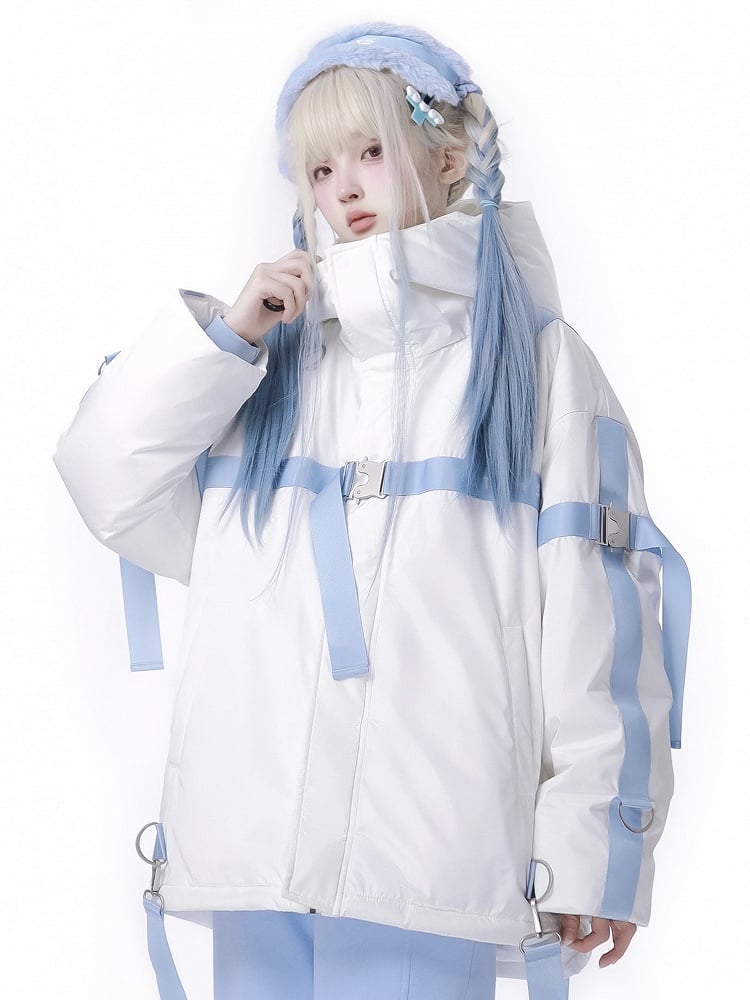 Design-Techwear in Jacket x Utility Tenshi with Puffer Blue Kawaii Light Hybrid Straps Cyberpunk