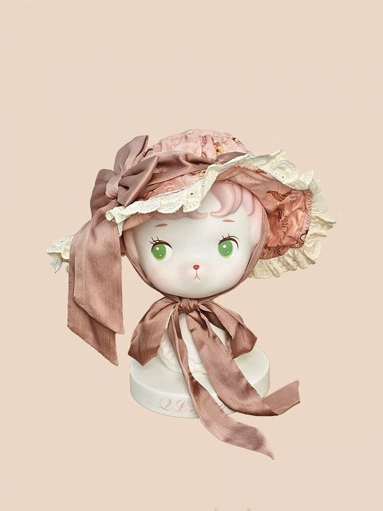 Pink Big Bow Sweet Lolita Printed Hat - Stars Fall on the Foggy Island
