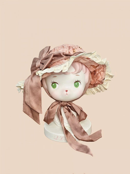 Pink Big Bow Sweet Lolita Printed Hat - Stars Fall on the Foggy Island