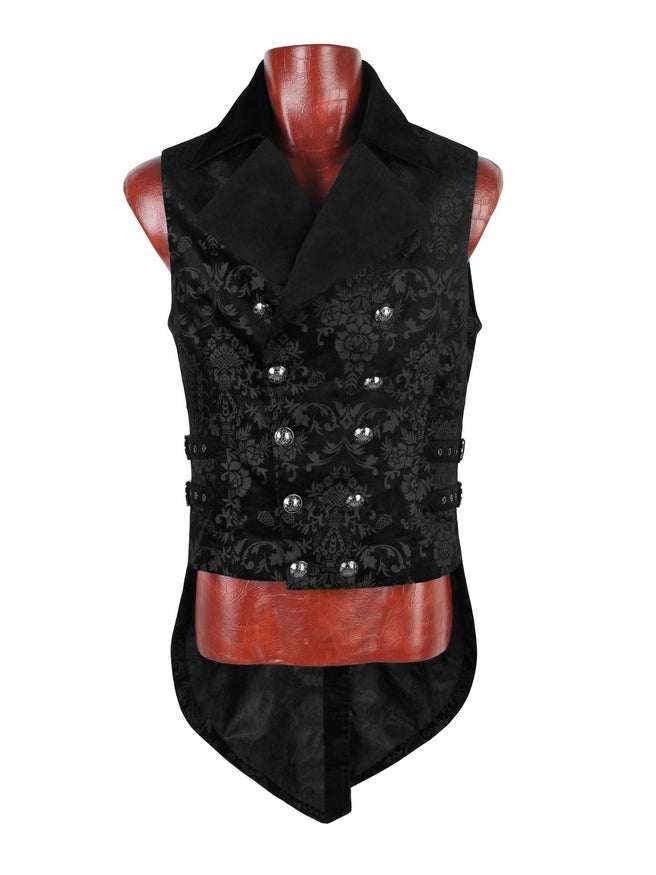 Men's Dark Printing Black Gothic Vest