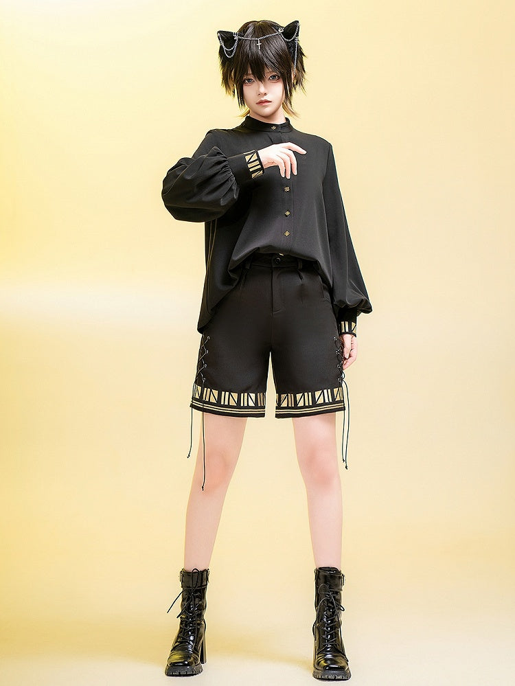 Embroidery Black Style Ouji Shorts Straight-leg Egyptian Lolita