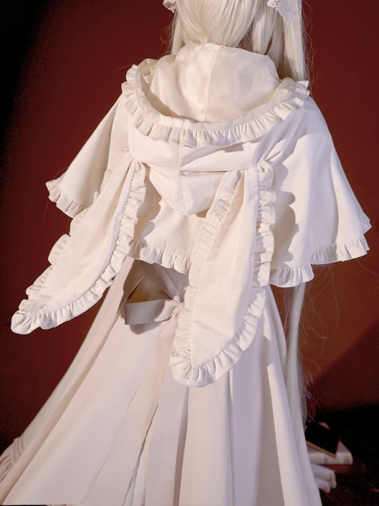 Yosuga no Sora Kasugano Sora Langarmkleid und Umhang mit Hasenohren, Cosplay-Kostüm im Lolita-Stil