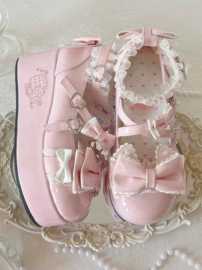 with Sweet Cat Toe Ears Round Platforms 7cm Pink