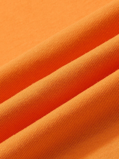 Orange Crew-Neck Tee with Fruit & Star Motif - Languid Park