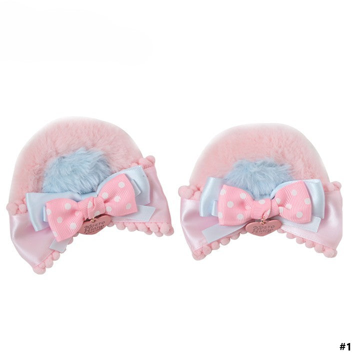 Lolita Hairclip/Hairband/KC/Mini Pink Plush Sweet Blue Bear Hat Bowknot Ear