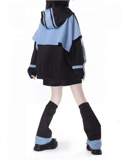and Star Embroidery Black Warmers Blue Moon Leg