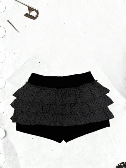 Black Tiered Dot Ruffles Pull-On Grey Polka - Design Skort