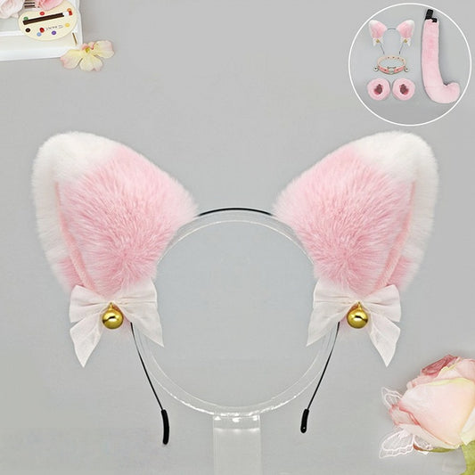 8 Bell Faux Colors Ear Bowknot Fox Sweet Fur Decoration Lolita with KC
