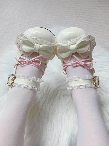 in Mid-heeled Shoes Design Sweet Bow Cat-paw Decor Round-toe Lolita