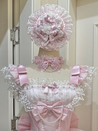 Decorated Bows Mini Pink Chain and Hat Bead