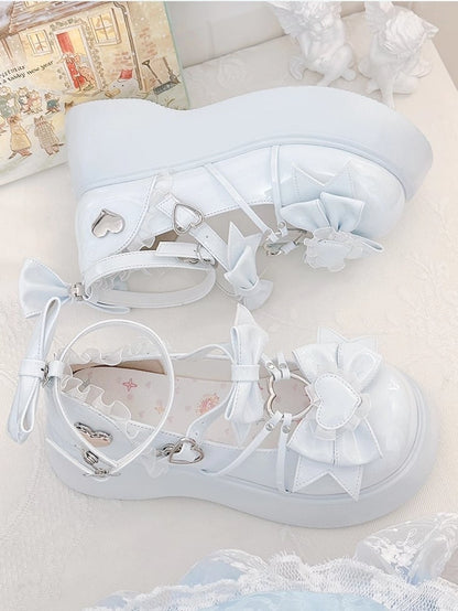 in Mary Blue with PU Decor Janes Platform Heart