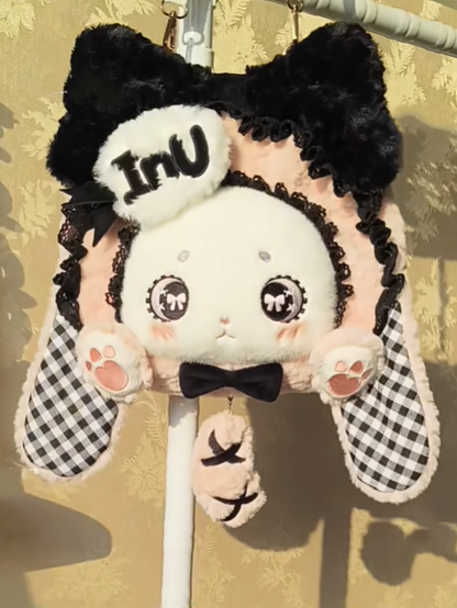 Bag Sweet Plaid Black Bunny Pink Lolita Ear Lop Plush