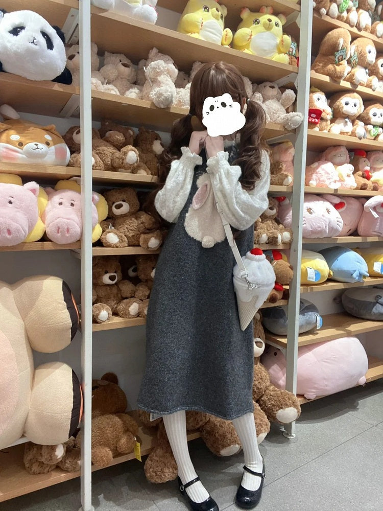 ゆめかわいいホワイトアイスクリーム型ぬいぐるみクロスボディバッグ