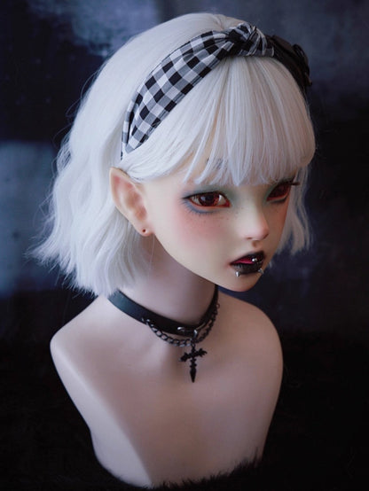 Plaid Buckle Pattern Black Decorated Gothic KC