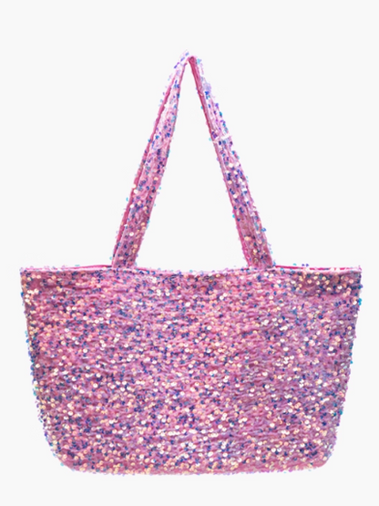 Carry Single Sequin Tote - Shimmering Shoulder Pink Bag