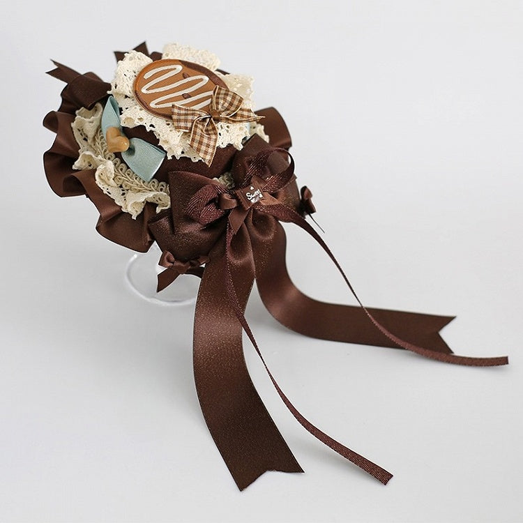 Bowknot Sweet Lolita Applique BlueBrown Mini Details Hat Cookie