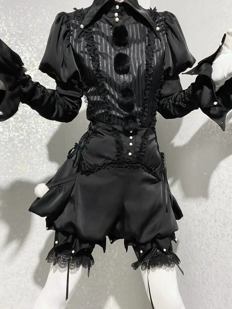 Pointed Clown - Ouji Black Outfit Vibes Collar Lolita Circus