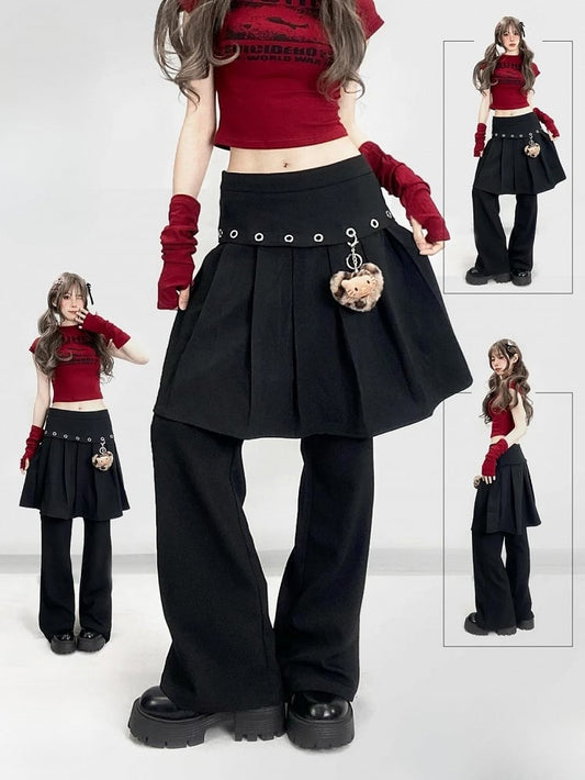 Flare Plissee Glamorous Bittersweet Silhouette Hose Schwarz Mit