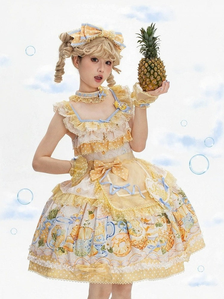 Blue & Yellow Pineapple Soda Embroidery Brooch - Badoni B DOLLY Original Design