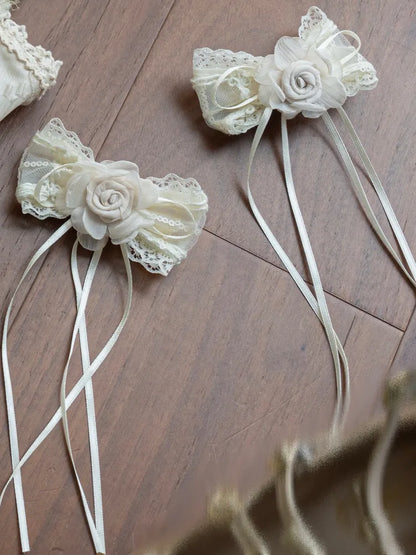 Ivory Hairclip Flower Bowknot