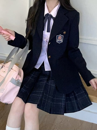 JK制服ブレザー ネイビーブルー ノッチカラー プレッピー