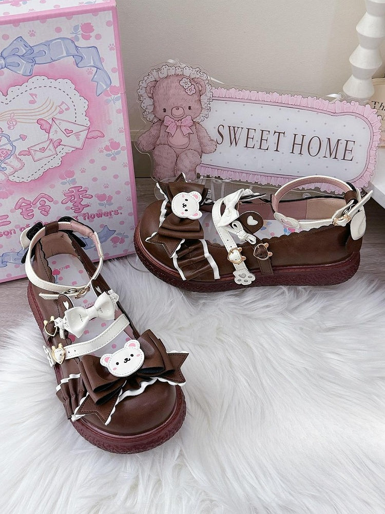 Bear Janes Brown 3cm Flat Lolita Mary Design - with Sweet