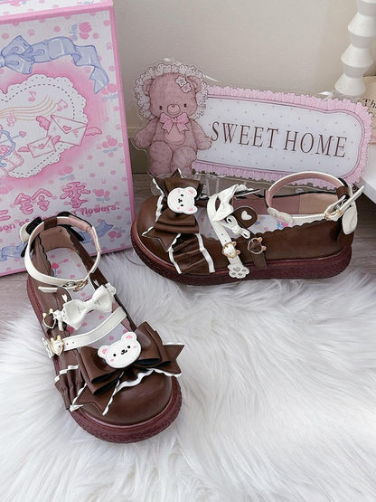 Bear Janes Brown 3cm Flat Lolita Mary Design - with Sweet