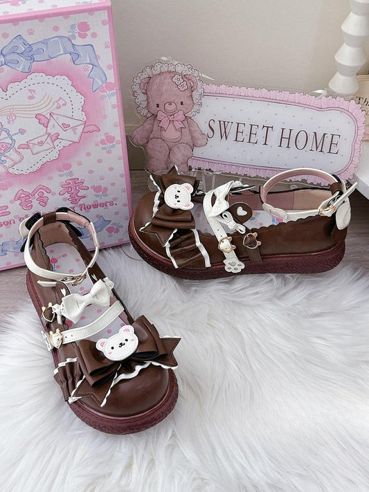Bear Janes Brown 3cm Flat Lolita Mary Design - with Sweet