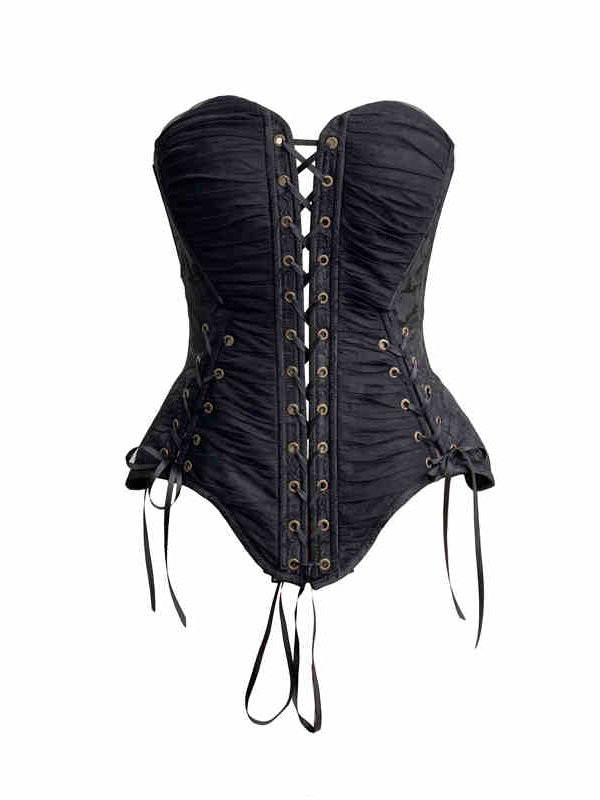 Gothic Lace-up Top Lolita Corset Details Black