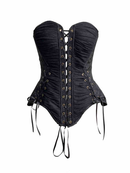 Gothic Lace-up Top Lolita Corset Details Black