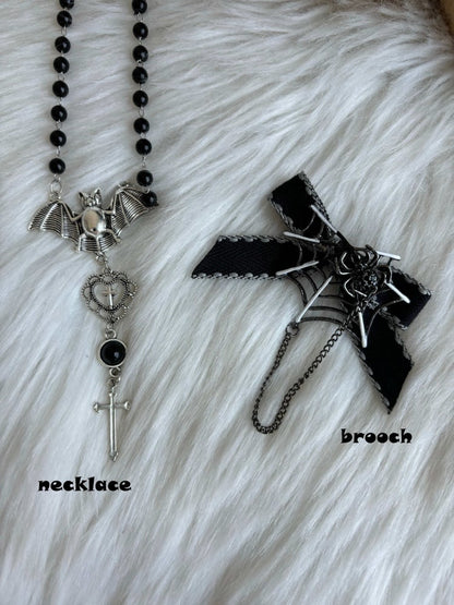 Black and Gray Fake Two-piece Bolero Top Dark Gothic Lolita Striped Dress